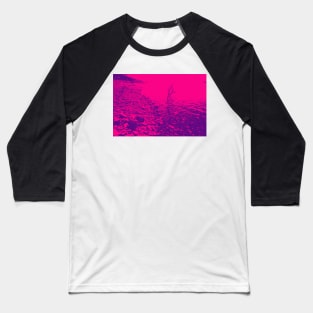 stony lake edge with pine cone and stick in water pink gradient water Baseball T-Shirt